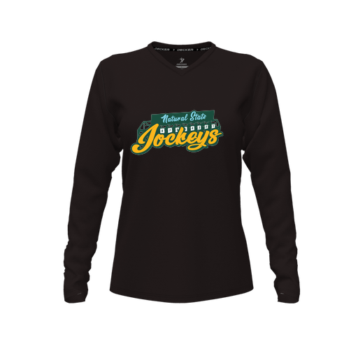 [CUS-DFW-TEES-CMF-VNK-LSL-BLK-FYXS-LOGO3] Comfort T-Shirt (Female Youth XS, Black, V Neck, Logo 3, Long Sleeve)