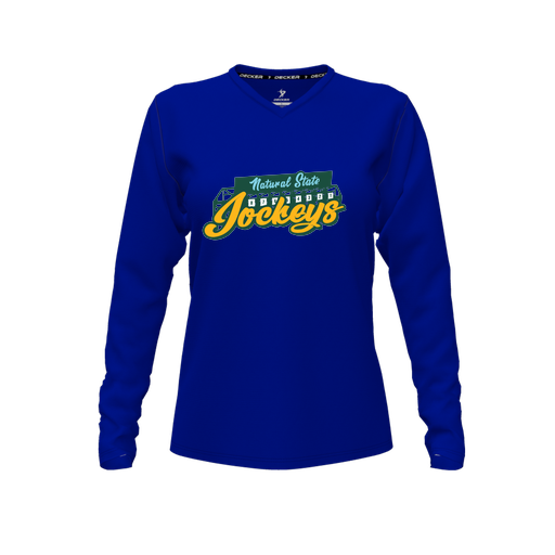 [FTLVCFRY-FYXS-LOGO3] Decker Comfort T-Shirt (Female Youth XS, Royal, V Neck, Logo 3, Long Sleeve)