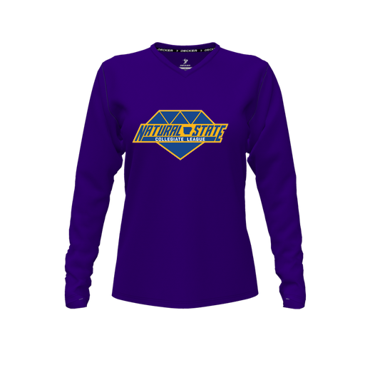 [FTLVCFPP-FYXS-LOGO2] Decker Comfort T-Shirt (Female Youth XS, Purple, V Neck, Logo 2, Long Sleeve)