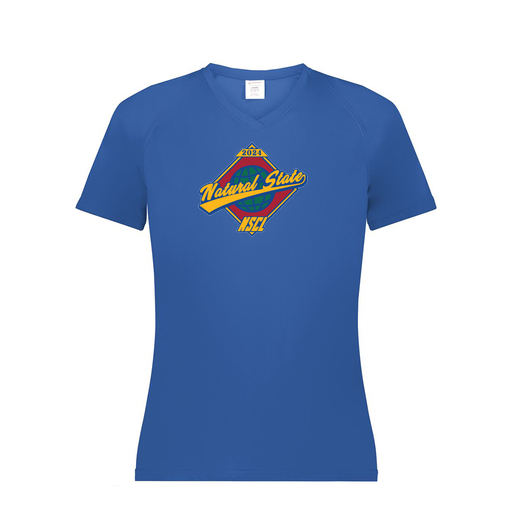 [2792.060.XS-LOGO1] Ladies Smooth Sport V-Neck T-Shirt (Female Adult XS, Royal, Logo 1)