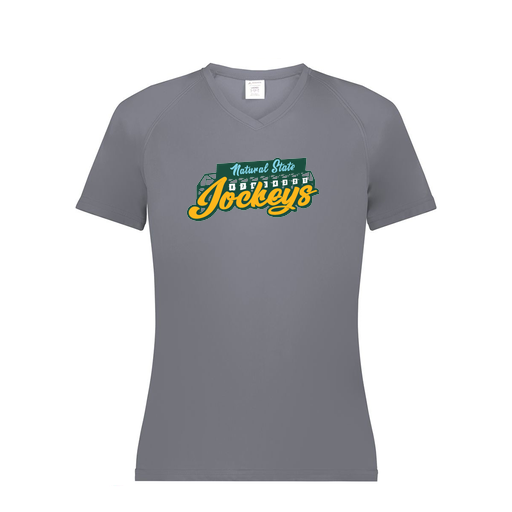 [2792.059.XS-LOGO3] Ladies Smooth Sport V-Neck T-Shirt (Female Adult XS, Gray, Logo 3)
