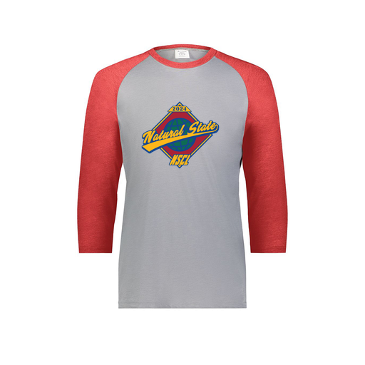 [6879.27V.S-LOGO1] Men's Vintage 3/4 Sleeve T-Shirt (Adult S, Red, Logo 1)