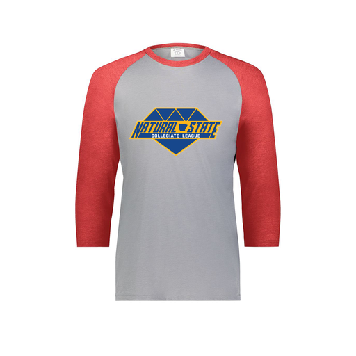 [6879.27V.S-LOGO2] Men's Vintage 3/4 Sleeve T-Shirt (Adult S, Red, Logo 2)