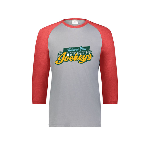 [6879.27V.S-LOGO3] Men's Vintage 3/4 Sleeve T-Shirt (Adult S, Red, Logo 3)