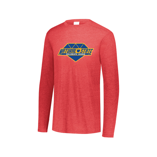 [FTLCUBRD-AXS-LOGO2] Decker Men's Tri-Blend T-Shirt - Long Sleeve (Adult XS, Red, Logo 2)